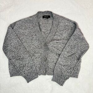 Witty Fox Cozy V-Neck Button Front Gray Women's Cardigan Sweater - Size S